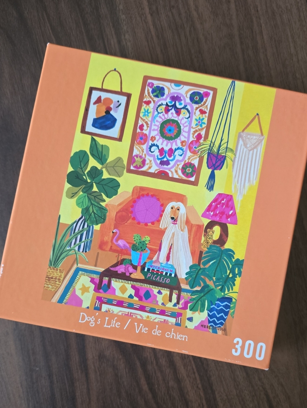 RoseArt Dog's Life 300-Piece Jigsaw Puzzle - Orange Box